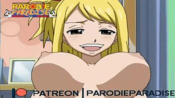Hentai fantasy with Fairy Tail girls - Erza and Lucy's steamy encounter