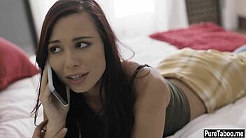 Teen lesbian couple's threesome with a blackmailing boyfriend