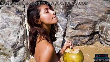 Tiny Mexican Teen Hottie Carolina Reyes Gets Fully Naked on the Beach