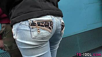 Facialized tgirl banged in hot 3way