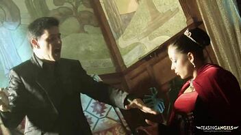 Massive tits flash as brunette wench seduces prince