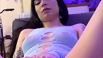 Asian emo girl gets fingers deep inside her wet pussy before penetration in couple sex scene