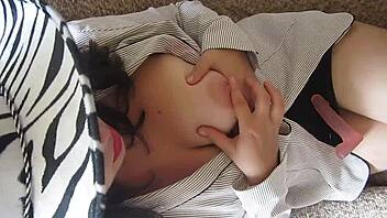 girl playing with dildo at work 😏