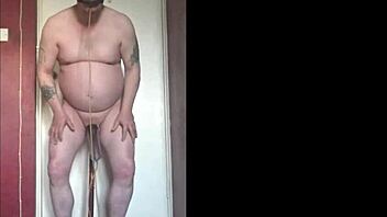 Mark Wright, a bisexual man, indulges in self-pleasure by inserting a dildo into his own anus and simultaneously swallowing his own urine.