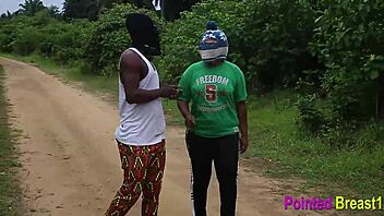 having sex in the bush feels so damn good with big tits and hairy pussy