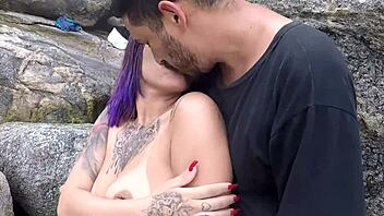 brazilian voyeur catches her grabbing fisherman's rod in public outdoor spot