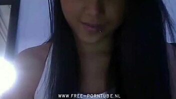 cute brunette showing off on webcam