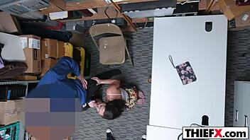 young teen burglar in office has only one option: suck monster cock and get punished