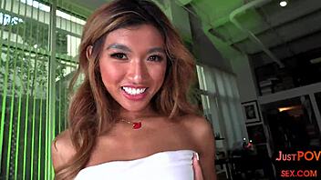 asian pov amateur tattooed babe rides cock after blowjob