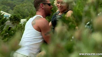 karlie simon gets rough outdoor banging, naked blowjob on tits