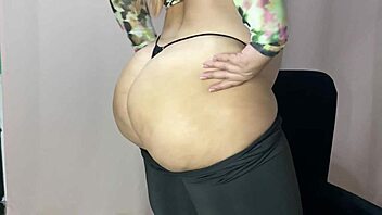 Soraya Culona, a Latina milf stepmother, seduces her young stepson with a sensual striptease in this homemade porn video