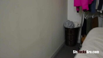 Young brunette babe tries to shut her step brother's mouth with hardcore fucking and riding