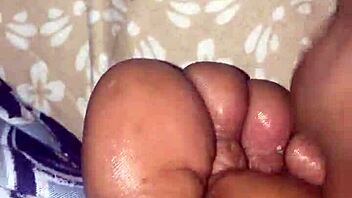 my girlfriend giving me a footjob feels so good