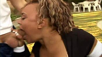Ebony pornstar enjoys intense double penetration in anal scene