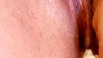 Shaved Wet Pussy With Ass Plug In Shower