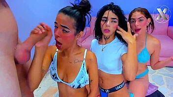 Sluts line up to suck their classmate's dick in orgy!