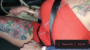 Married Latina with tattoo rides and has hotel sex