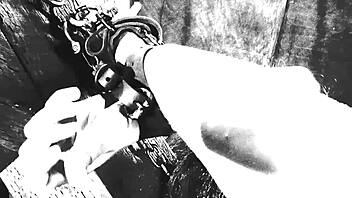 BDSM restrained girl receives rough feet play and oral sex