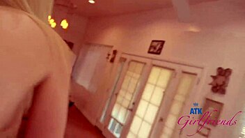 Blonde college girl Maria Kazi gives a footjob, jerks off, and has POV sex