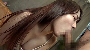 h-cup asian babe sucks boyfriend's dick loudly in the room