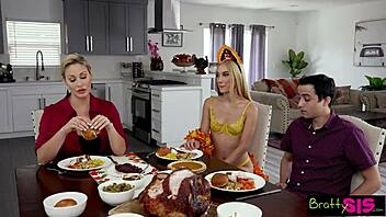 Blonde sister with big nipples gets wild with monster cock for art
