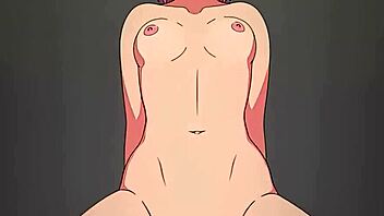 Cartoon babe Sakura rides POV with sound