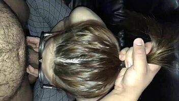 Asian amateur receives oral creme pie and tight anal