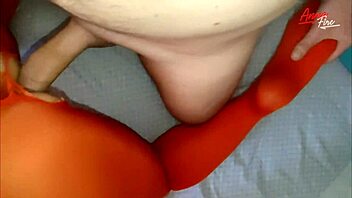Close-up of tear in blonde stepmom's pantyhose