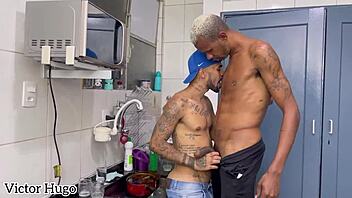 Intense anal action in the kitchen