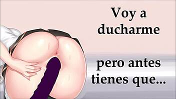 Spanish-speaking girl gives anal joi instructions leading to orgasm