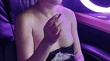 beautiful asian lady smoking a cigarette so seductively!