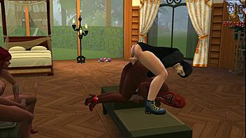 threesome with brunettes anal group