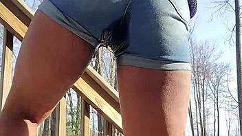 Amateurs ignoring messy outdoor public desperation