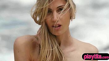 Stunning Caucasian slender American model Francy Torino's sensual striptease with clothing removal