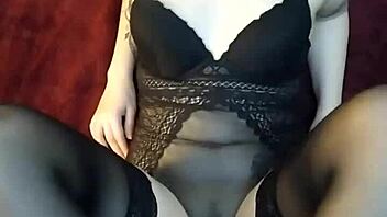 First footjob in stockings, wow, what a teen try!