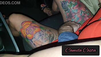 Married Latina with tattoo rides and has hotel sex