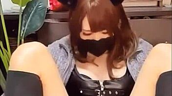 Cat-Eared Ladyboy Masturbates Live in STUNNING Video!