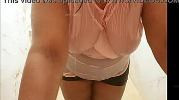 thailand lady enjoys bathing in the shower