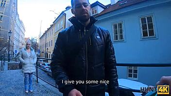 Damn! Big-Boobed Milf Takes Stranger in Twat Over Husband