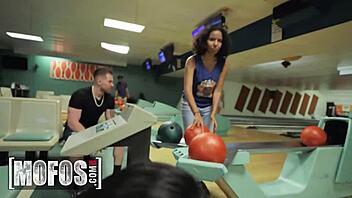 Gaby Ortega deepthroats and bangs a guy at the bowling alley!