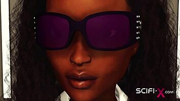 Sex android interacts with busty hottie in spacecraft restraints