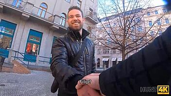 Damn! Big-Boobed Milf Takes Stranger in Twat Over Husband