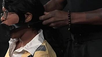 Ebony BDSM Sub Hogtied And Roughly Fingered By Maledom With Toys And Gagging