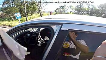 Joy Cardozo stops for a hot fuck with her boy on the roadside.