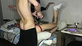 Wow, double anal on friend's tight ass with monster cock!