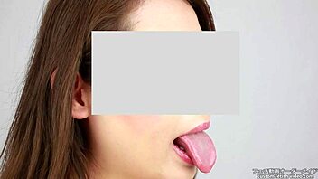 Asian woman explores tongue play as a sexual fetish