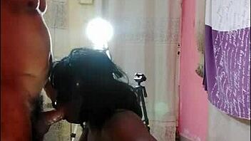 Busty Amazon with big breasts gives a sensual blowjob in POV