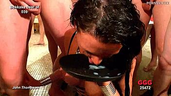 have you seen this epic bukkake where guys cover her face with cum?