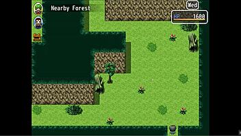 Yuka's ass fingering in the forest contrasts with her pissing in hentai game