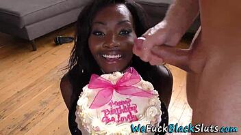 ebony teen in a group scene with facial